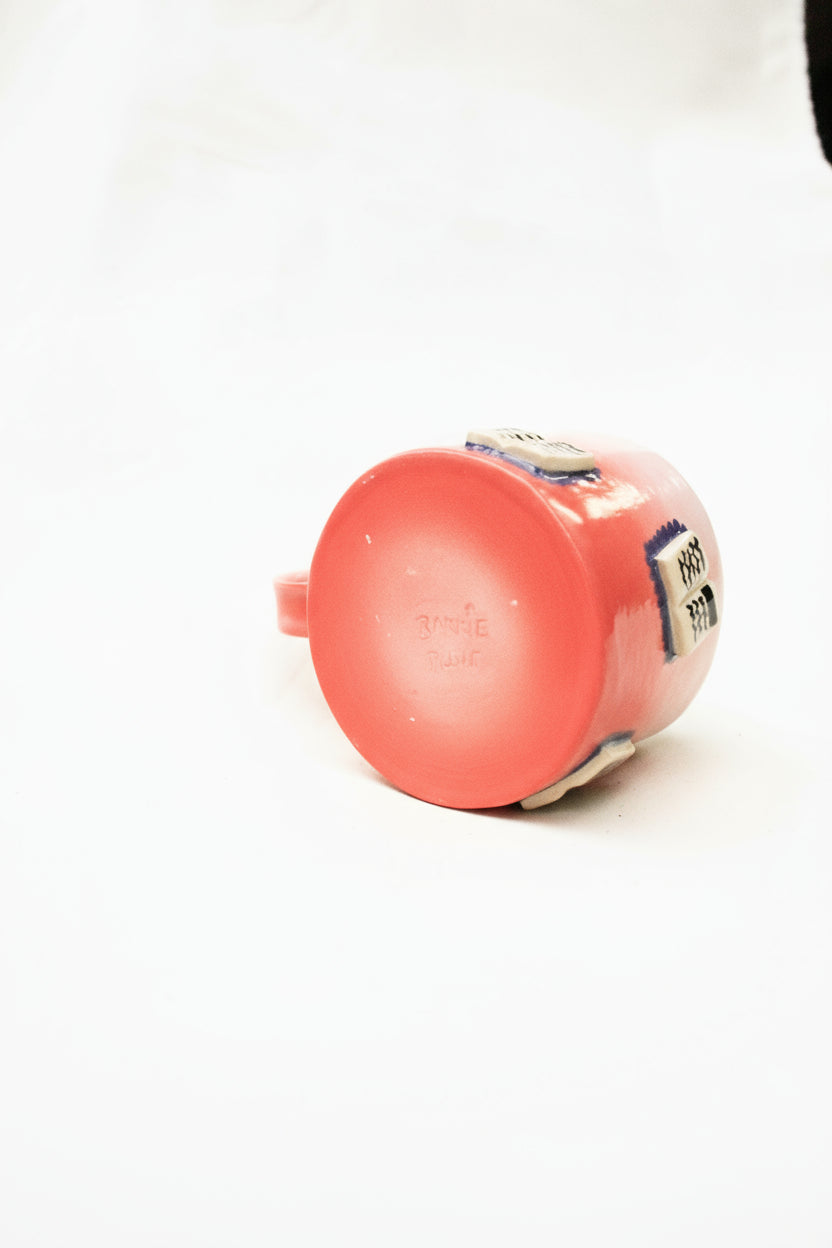 books + gradient coffee cup (rouge/baby pink)