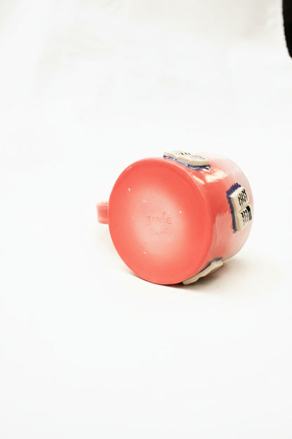 books + gradient coffee cup (rouge/baby pink)